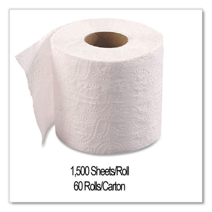 Small Roll Bath Tissue, Septic Safe, 1-Ply, White, 1,500 Sheets/Roll, 60 Rolls/Carton