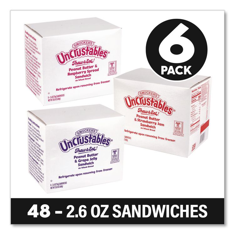 UNCRUSTABLES Variety Pack, 8 Sandwiches/Box, 6 Boxes/Carton