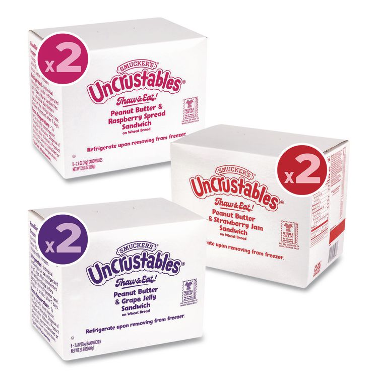 UNCRUSTABLES Variety Pack, 8 Sandwiches/Box, 6 Boxes/Carton