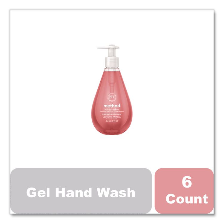 Gel Hand Wash, Pink Grapefruit Scent, 12 oz, 6/Carton
