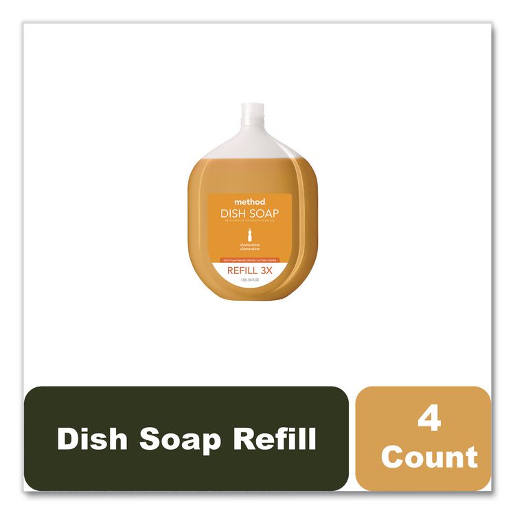 Dish Soap Refill Tub, Clementine Scent, 54 oz Tub, 4/Carton