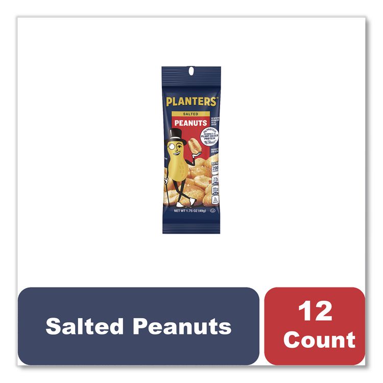 Salted Peanuts, 1.75 oz Pack, 12/Box