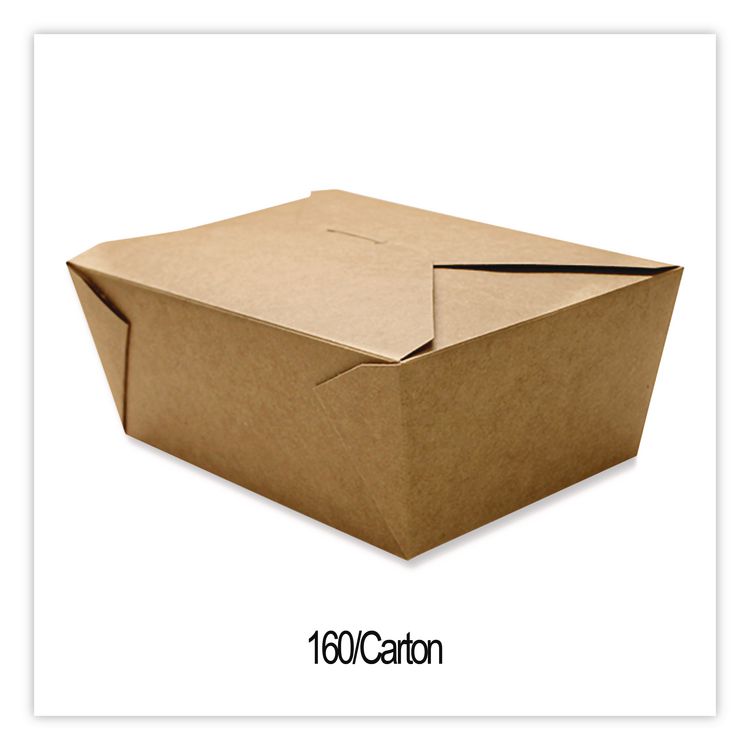 Reclosable Kraft Take-Out Box, 110 oz, 8.93 x 6.65 x 3.5, Brown, Paper, 160/Carton