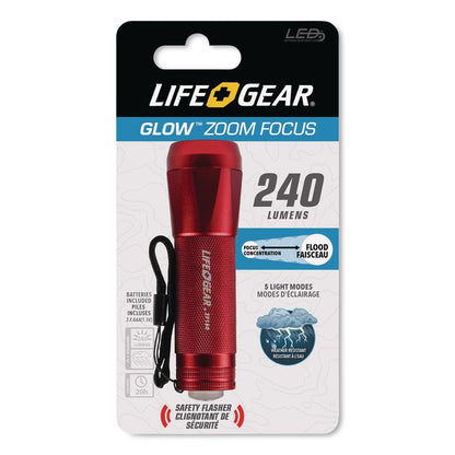 LifeGear Mini Max Zoom Aluminum Flashlight, 3 AAA Batteries (Included), Randomly Assorted Colors
