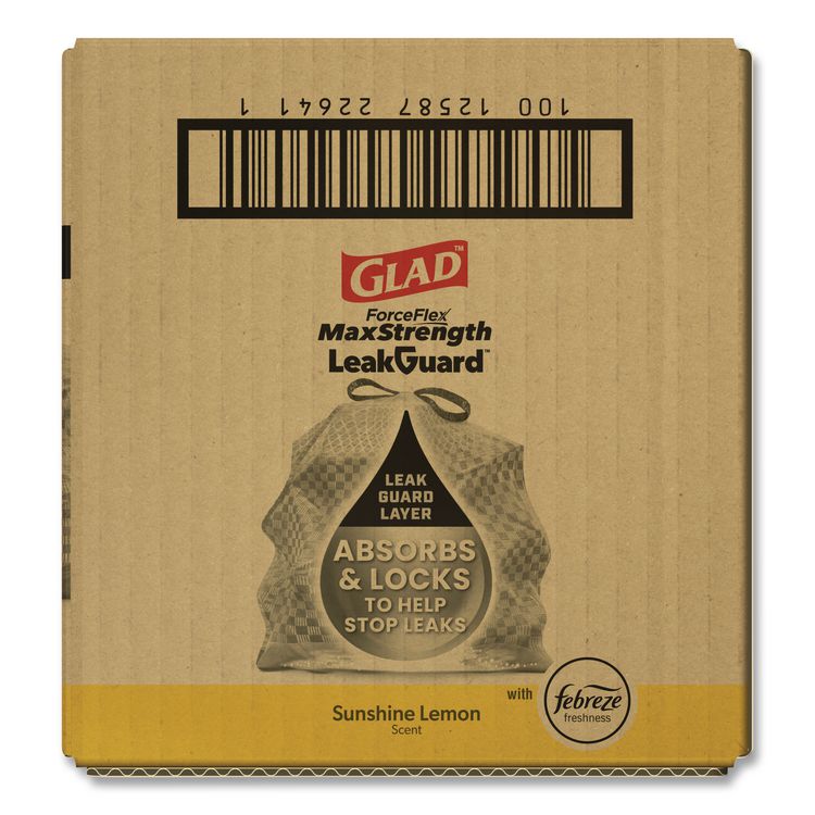 ForceFlex MaxStrength Tall Kitchen Drawstring Trash Bags, 13 gal, Lemon Sunshine Scent, 23.47 x 25.38, Gray, 90/Carton