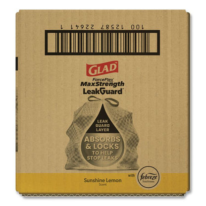 ForceFlex MaxStrength Tall Kitchen Drawstring Trash Bags, 13 gal, Lemon Sunshine Scent, 23.47 x 25.38, Gray, 90/Carton