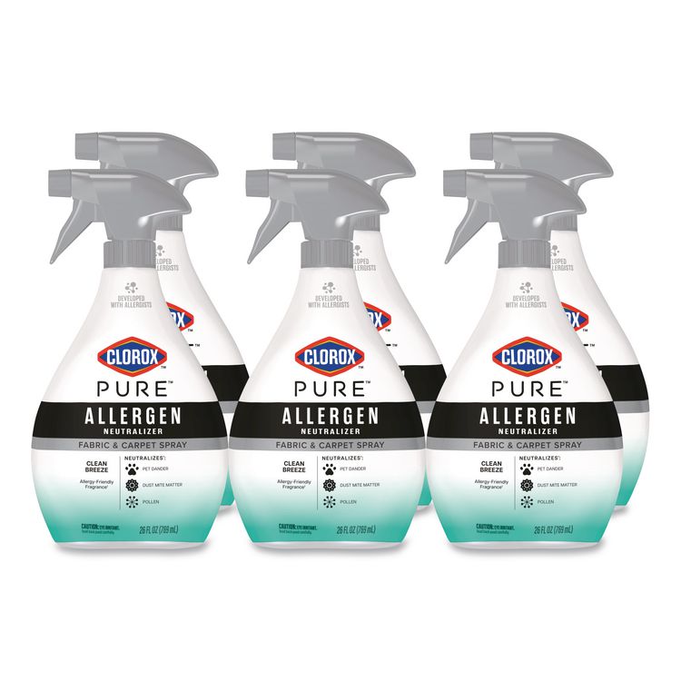 PURE Allergen Neutralizer Fabric and Carpet Spray, Clean Breeze Scent, 26 oz Spray Bottle, 6/Carton