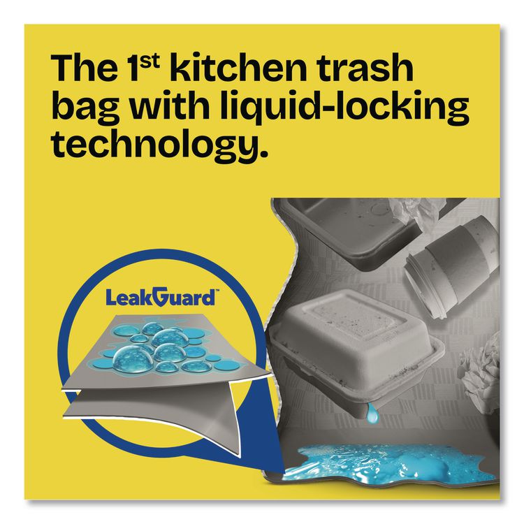 ForceFlex MaxStrength Tall Kitchen Drawstring Trash Bags, 13 gal, Lemon Sunshine Scent, 23.47 x 25.38, Gray, 90/Carton