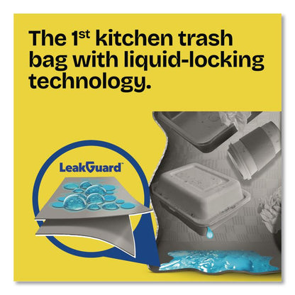 ForceFlex MaxStrength Tall Kitchen Drawstring Trash Bags, 13 gal, Lemon Sunshine Scent, 23.47 x 25.38, Gray, 90/Carton