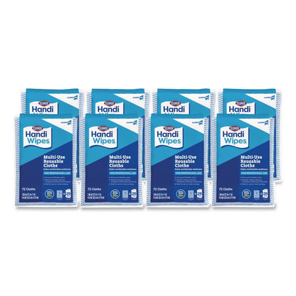 Handi Wipes, 1-Ply, 11.25 x 16.88, Unscented, Blue, 72 Wipes/Bag, 8 Bags/Carton