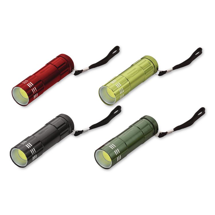 COB LED Flashlights with Display Case, 3 AAA Batteries (Included), Assorted Colors, 12/Pack