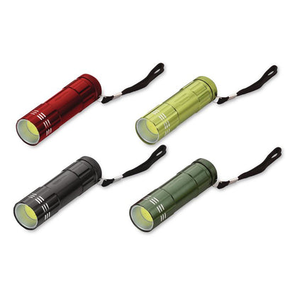 COB LED Flashlights with Display Case, 3 AAA Batteries (Included), Assorted Colors, 12/Pack