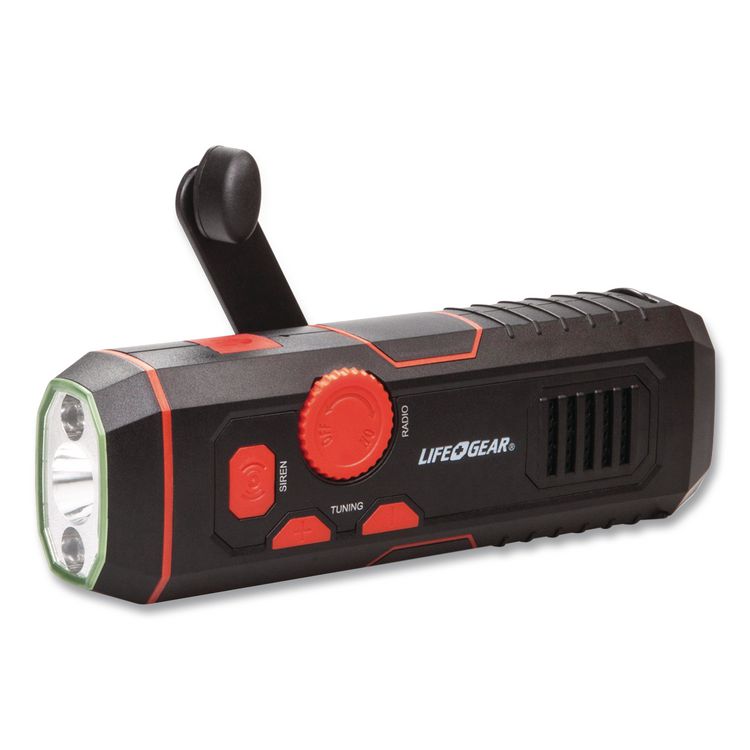 LifeGear Stormproof Crank Radio Flashlight, Black