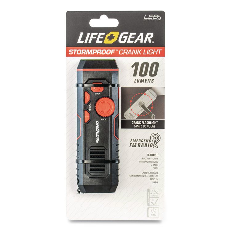 LifeGear Stormproof Crank Radio Flashlight, Black