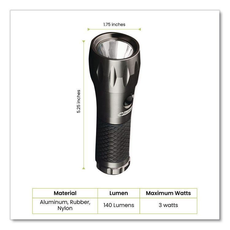 LED Tactical Flashlight, 3 AAA Batteries (Included), Silver