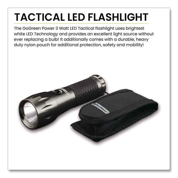 LED Tactical Flashlight, 3 AAA Batteries (Included), Silver