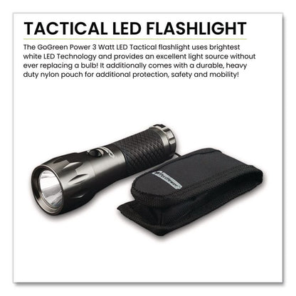 LED Tactical Flashlight, 3 AAA Batteries (Included), Silver