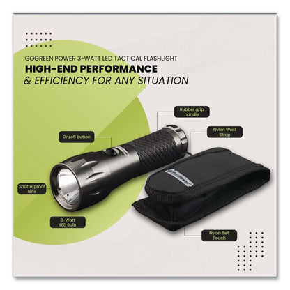 LED Tactical Flashlight, 3 AAA Batteries (Included), Silver