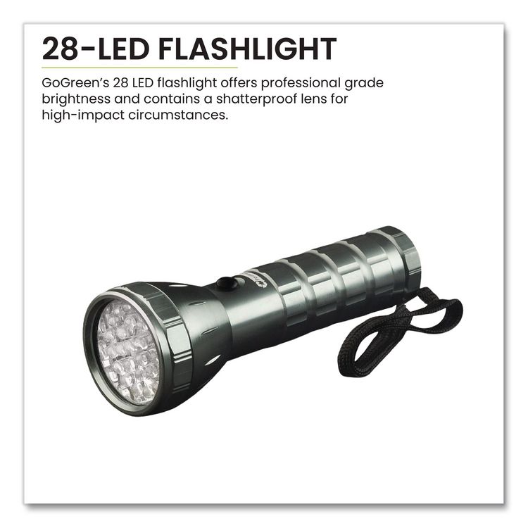 28 LED Professional Flashlight, 3 AAA Batteries (Included), Black/Silver