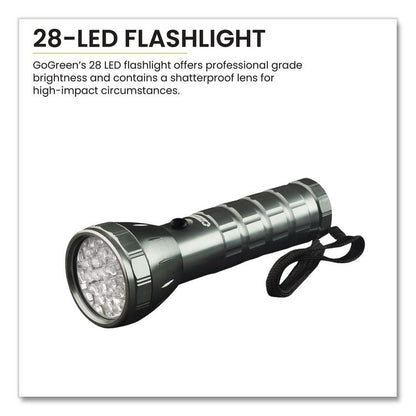 28 LED Professional Flashlight, 3 AAA Batteries (Included), Black/Silver