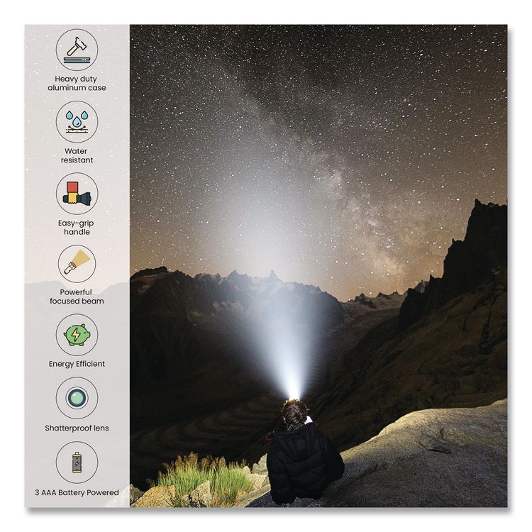 28 LED Professional Flashlight, 3 AAA Batteries (Included), Black/Silver