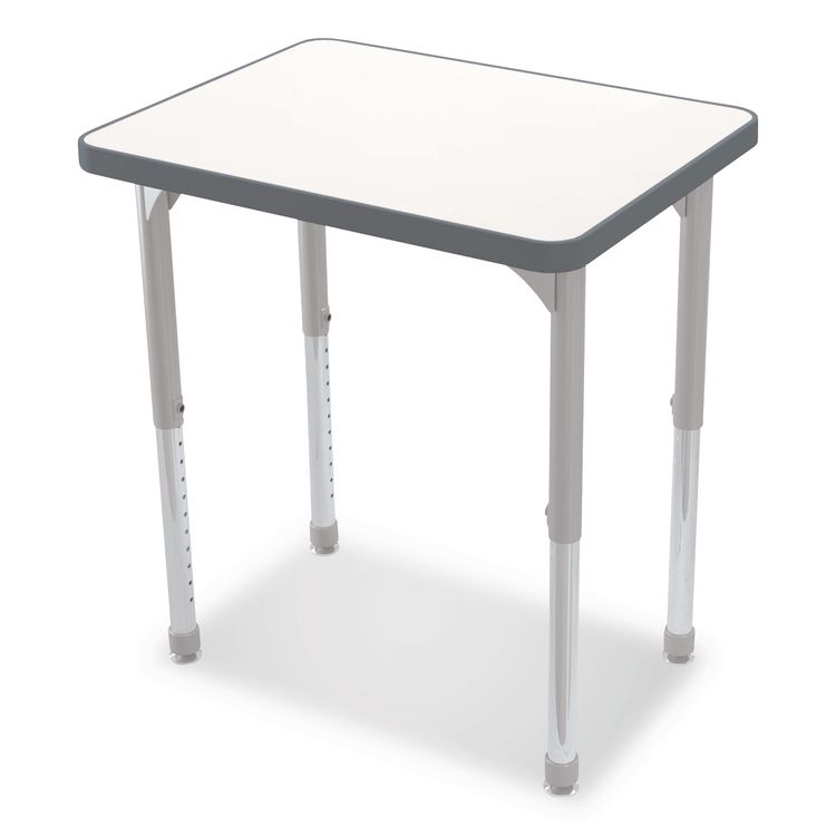 Hierarchy Rectangle Desk, 26" x 20" x 18" to 29", White Porcelain Steel Top/Platinum Legs
