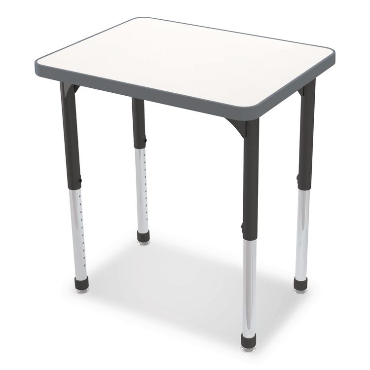 Hierarchy Rectangle Desk, 26" x 20" x 18" to 29", White Porcelain Steel Top/Black Legs