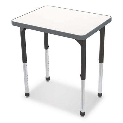 Hierarchy Rectangle Desk, 26" x 20" x 18" to 29", White Porcelain Steel Top/Black Legs