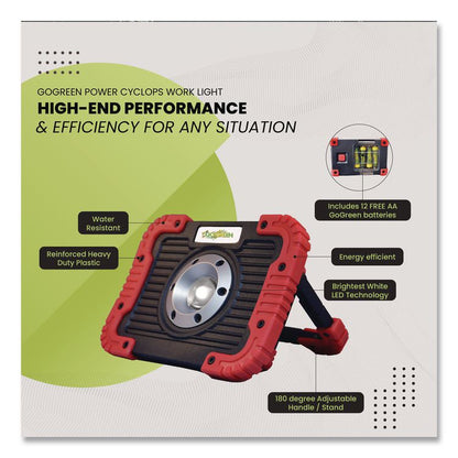 Cyclops Work Light, Integrated LED Bulb, 6.75 x 2.5 x 5, Red/Black