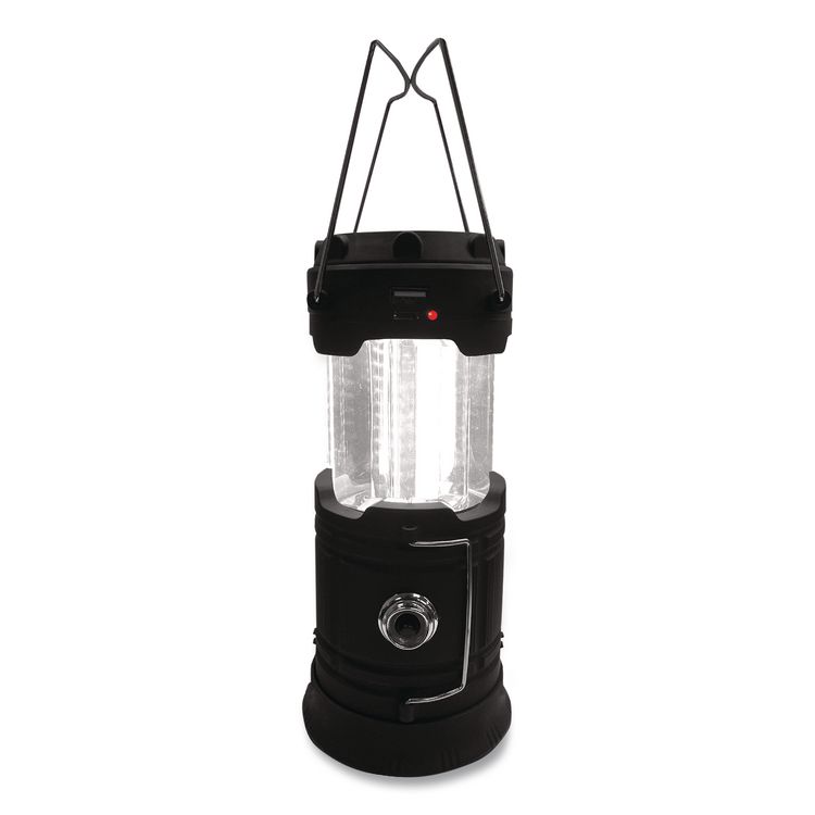COB LED Solar/Rechargeable Lantern, Lithium Ion Rechargeable Battery (Included), Dark Gray