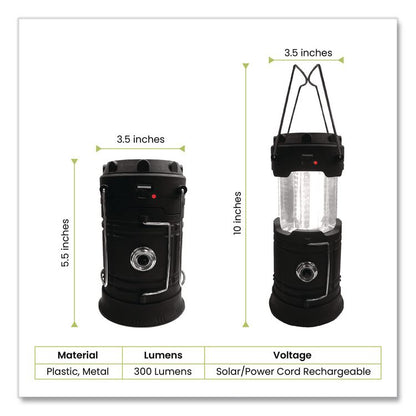 COB LED Solar/Rechargeable Lantern, Lithium Ion Rechargeable Battery (Included), Dark Gray