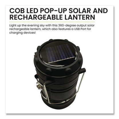 COB LED Solar/Rechargeable Lantern, Lithium Ion Rechargeable Battery (Included), Dark Gray