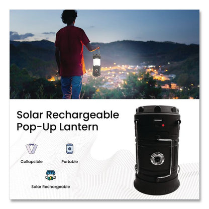 COB LED Solar/Rechargeable Lantern, Lithium Ion Rechargeable Battery (Included), Dark Gray