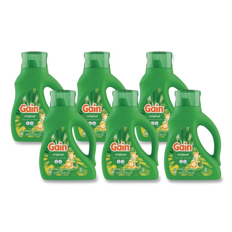 Liquid Laundry Detergent, Gain Original Scent, 42 oz Bottle, 6/Carton