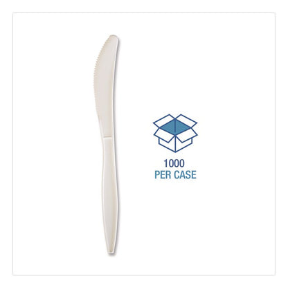Mediumweight Wrapped Polypropylene Cutlery, Knife, 5.86", Plastic, White, 1,000/Carton