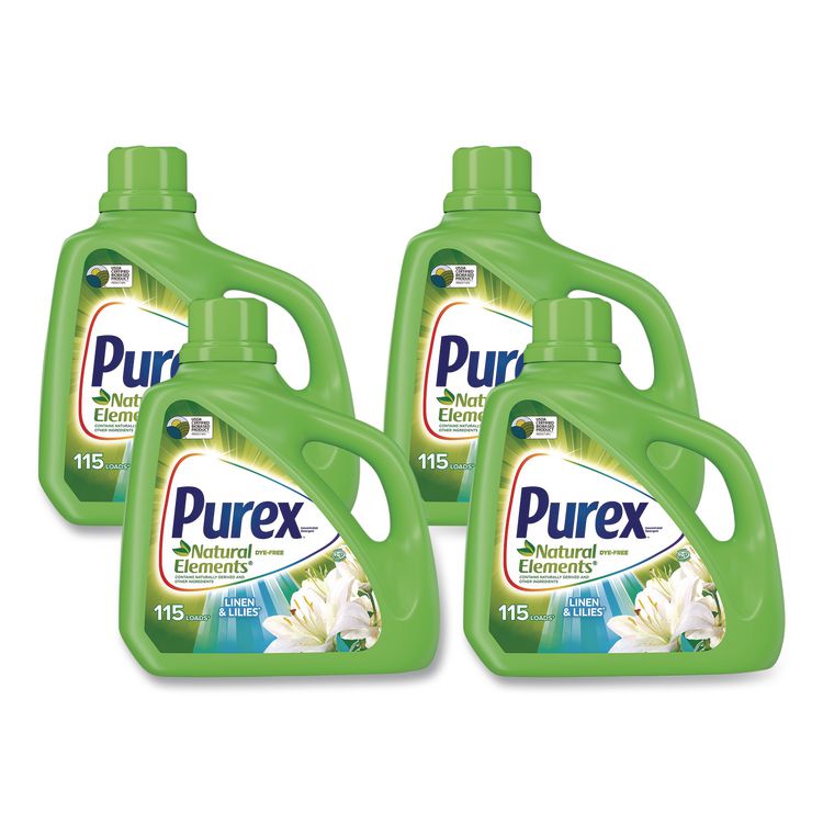 Ultra Natural Elements HE Liquid Detergent, Linen and Lilies Scent, 150 oz Bottle, 4/Carton