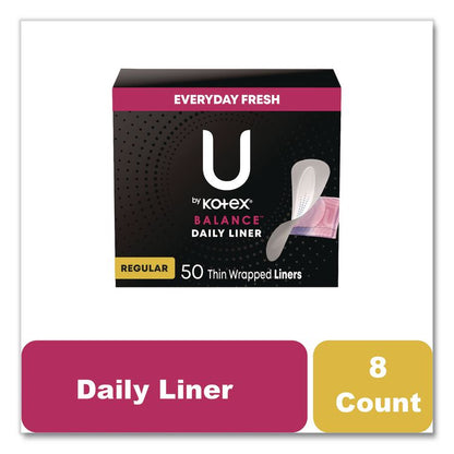 Balance Daily Wrapped Panty Liners, Light Absorbency, 50/Pack, 8 Packs/Carton