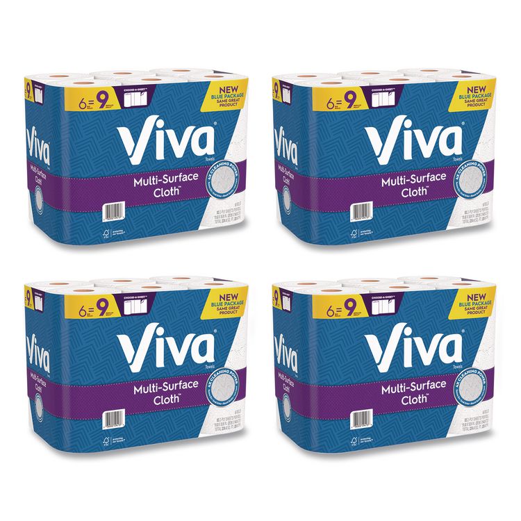 Multi-Surface Cloth Choose-A-Sheet Kitchen Roll Paper Towels 2-Ply, 11 x 5.9, White, 83/Roll, 6 Rolls/Pack, 4 Packs/Carton