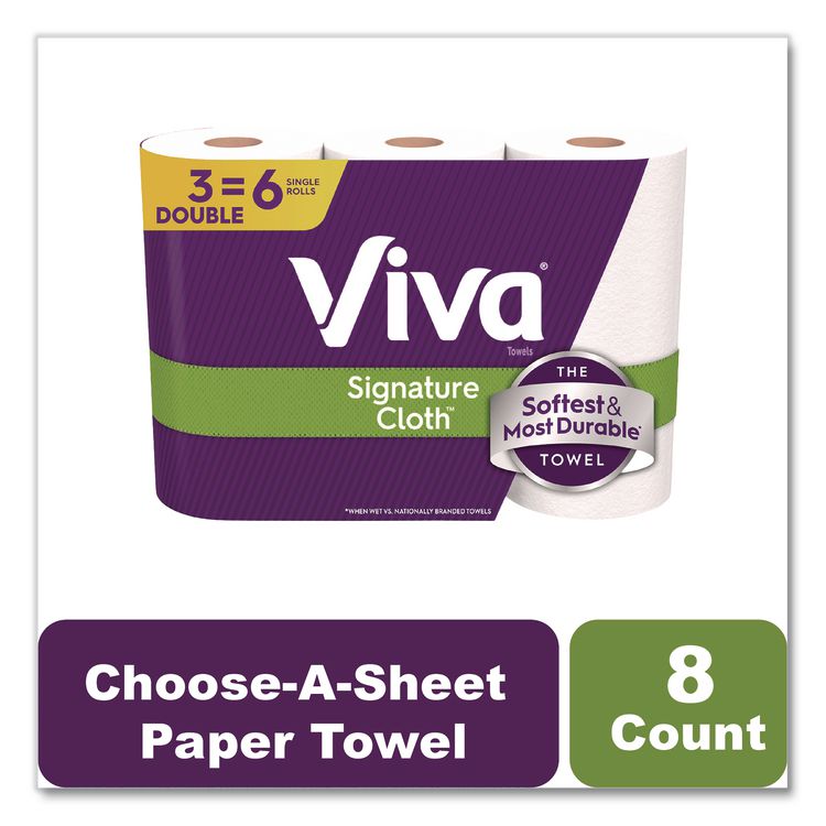 Signature Cloth Choose-A-Sheet Kitchen Roll Paper Towels,1-Ply, 5.1 x 11,White, 86 Sheets/Double Roll, 3 Rolls/PK, 8 Packs/CT