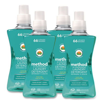 4X Concentrated Laundry Detergent, Beach Sage Scent, 53.5 oz Bottle, 4/Carton