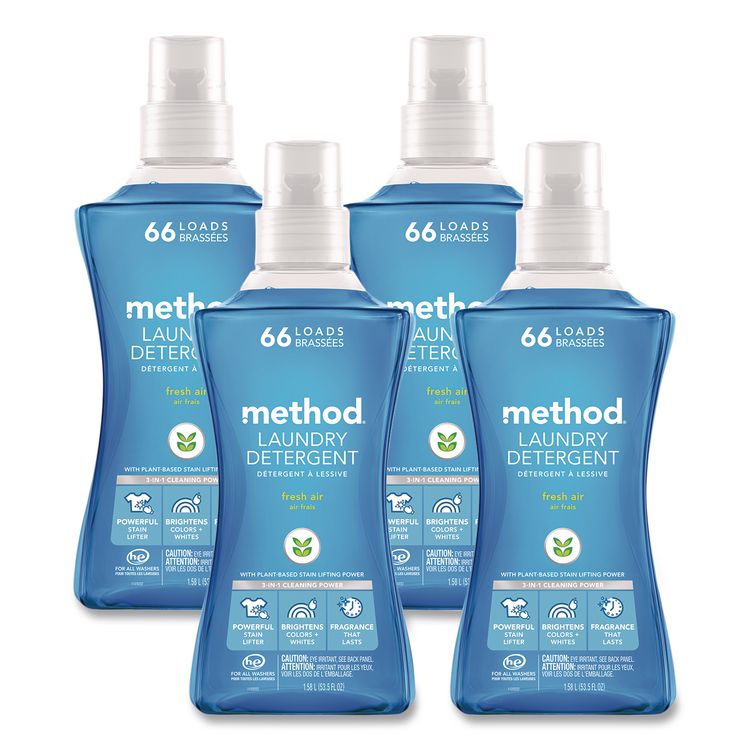 Laundry Detergent, Fresh Air Scent, 53.5 oz Bottle, 4/Carton