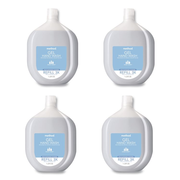 Gel Hand Wash Refill Tub, Sweet Water Scent, 34 oz, 4/Carton