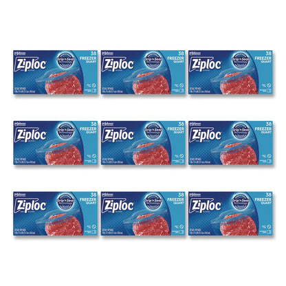 Zipper Freezer Bags, 32 oz, 2.7 mil, 6.97" x 7.7", Clear, 38 Bags/Box, 9 Boxes/Carton