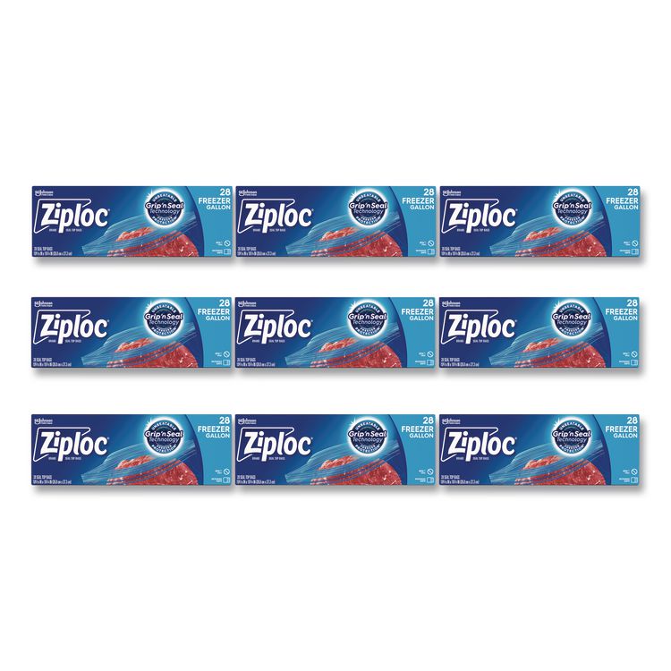 Zipper Freezer Bags, 1 gal, 2.7 mil, 9.6" x 12.1", Clear, 28 Bags/Box, 9 Boxes/Carton