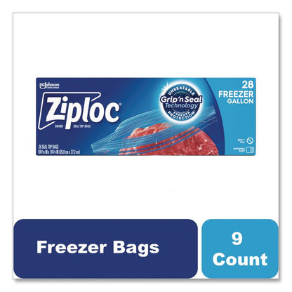 Zipper Freezer Bags, 1 gal, 2.7 mil, 9.6" x 12.1", Clear, 28 Bags/Box, 9 Boxes/Carton