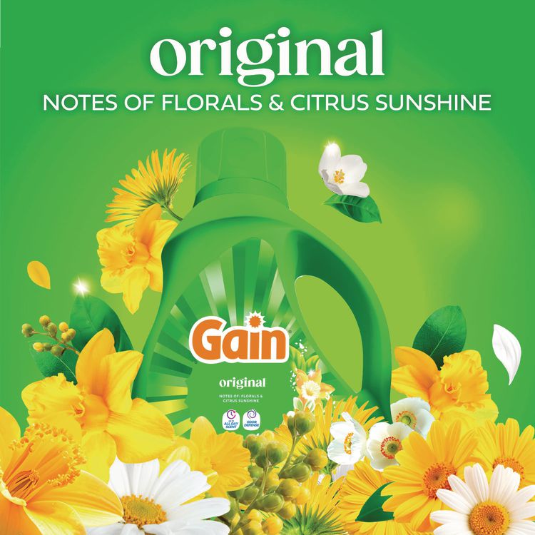 Liquid Laundry Detergent, Gain Original Scent, 19 Loads, 25 oz Bottle, 6/Carton