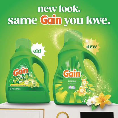Liquid Laundry Detergent, Gain Original Scent, 19 Loads, 25 oz Bottle, 6/Carton