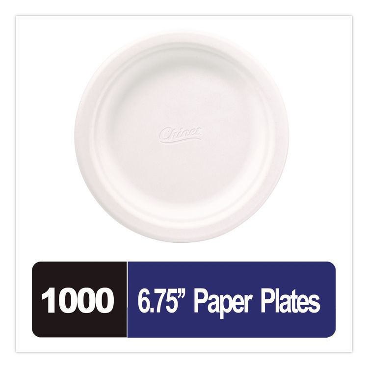 Classic Paper Plates, 6.75" dia, White, 125/Pack, 8 Packs/Carton