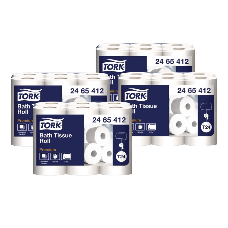 Premium Poly-Pack Bath Tissue, Septic Safe, 2-Ply, White, 400 Sheets/Roll, 12 Rolls/Pack, 4 Packs/Carton