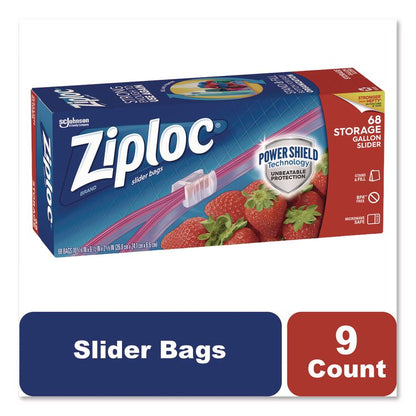 Slider Storage Bags, Gallon, 9.5" x 2.63" x 10.56", Clear, 9/Carton